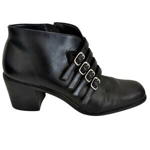 Vintage Bernardo Leather Block Heel Ankle Boots Y2K Moto 8.5